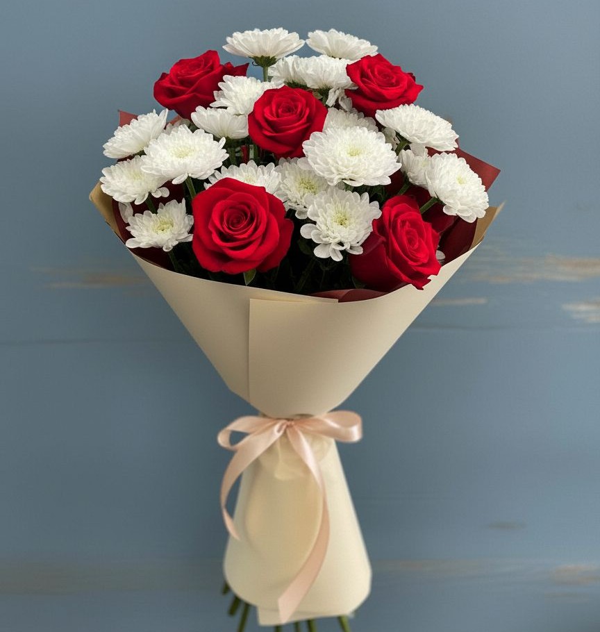 Букет цветов из: Розы и Хризантемы в Хохле