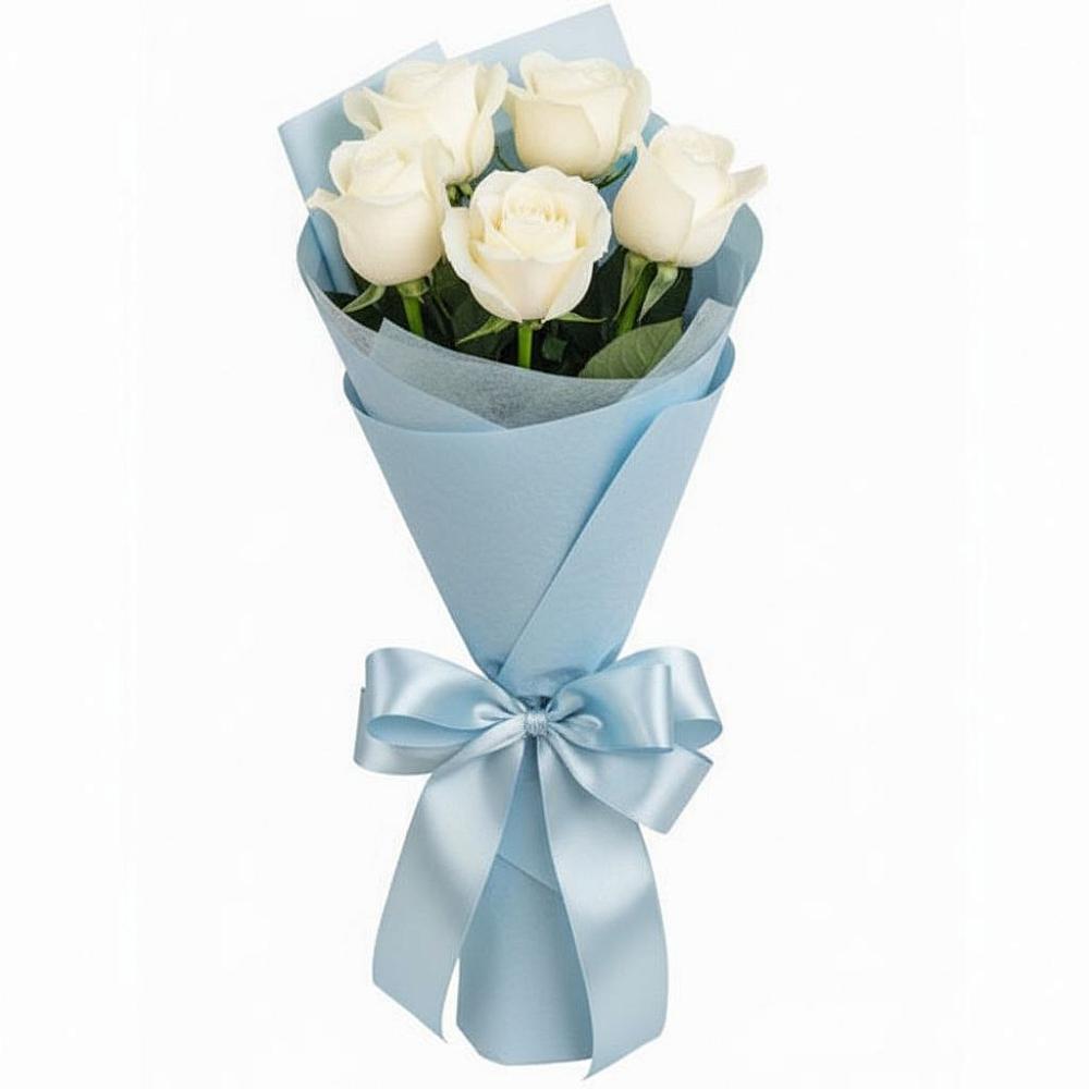 Букет 5 Белых роз Проуд в Хохле