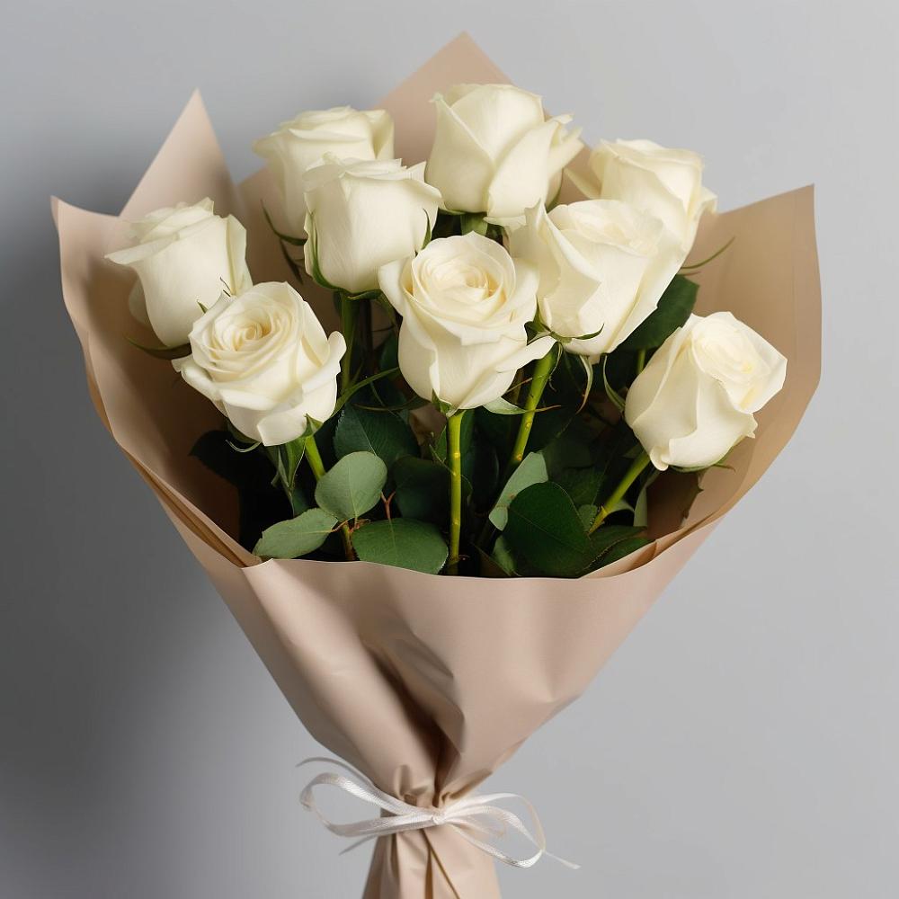 Букет 9 Белых роз Эдлесс Лав в Хохле