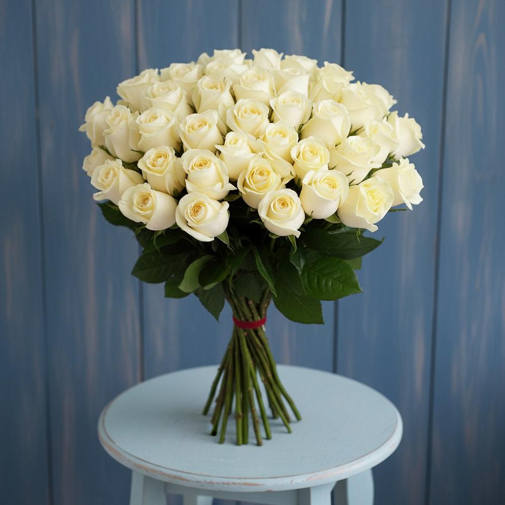 Букет 51 Белая роза Эдлесс Лав в Хохле