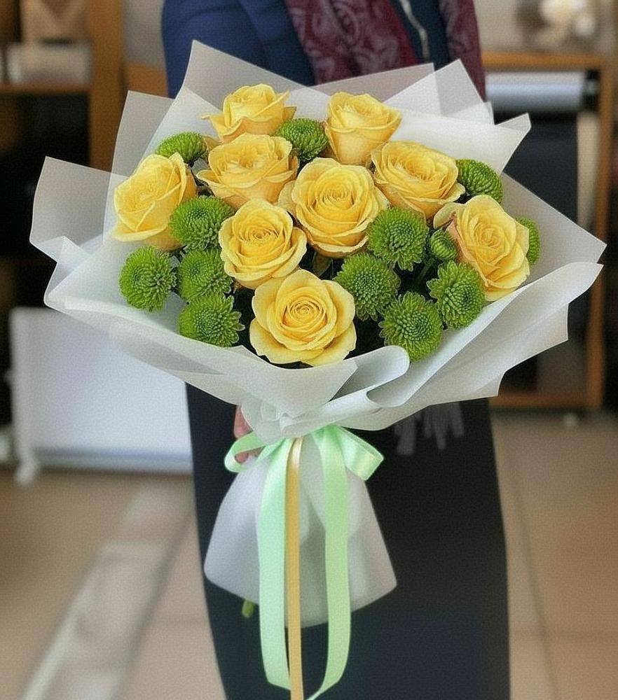 Букет цветов из: Хризантемы и Розы в Хохле