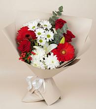 Букет цветов из:  Розы, Хризантемы, Герберы и Лилии в Хохле
