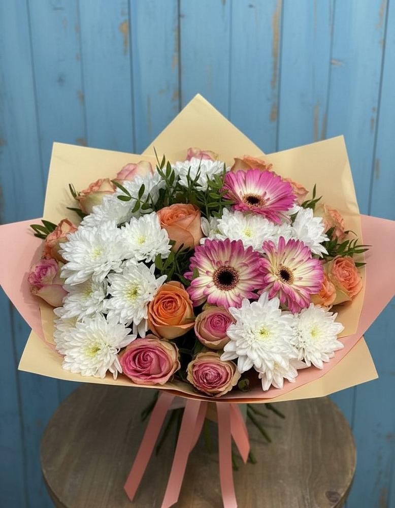 Букет цветов из: Розы, Герберы и Хризантемы в Хохле