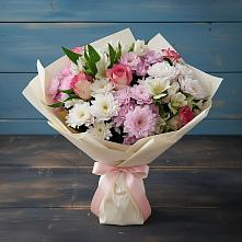 Букет цветов из:  Хризантемы, Альстромерии и Розы в Хохле