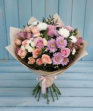 Букет цветов из:  Хризантемы, Розы и Альстромерии в Хохле
