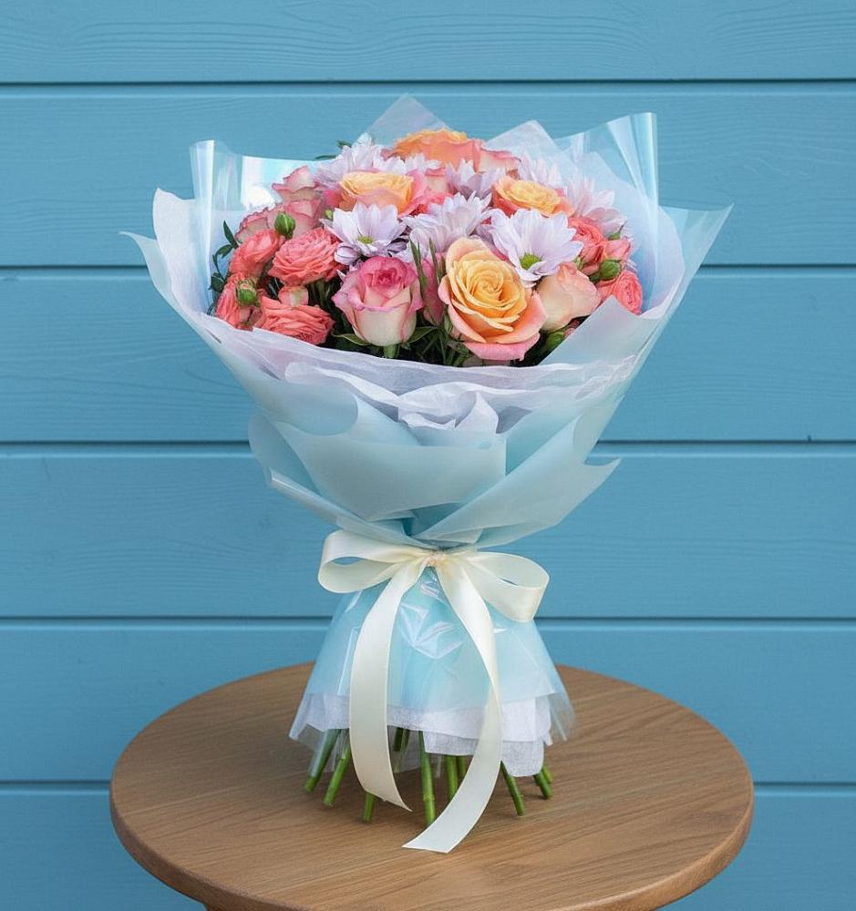 Букет цветов из: Хризантемы и Розы в Хохле